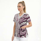 Sea Eagles Scrub Top Polynesian Tribal Tattoo Pacific Sport Art