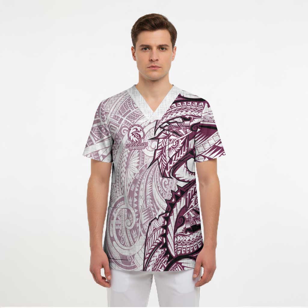 Sea Eagles Scrub Top Polynesian Tribal Tattoo Pacific Sport Art