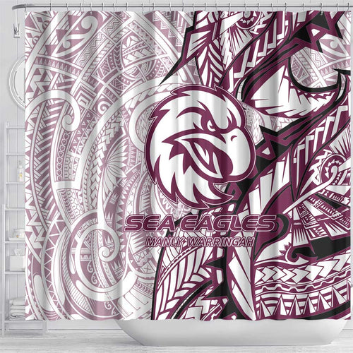 Sea Eagles Shower Curtain Polynesian Tribal Tattoo Pacific Sport Art