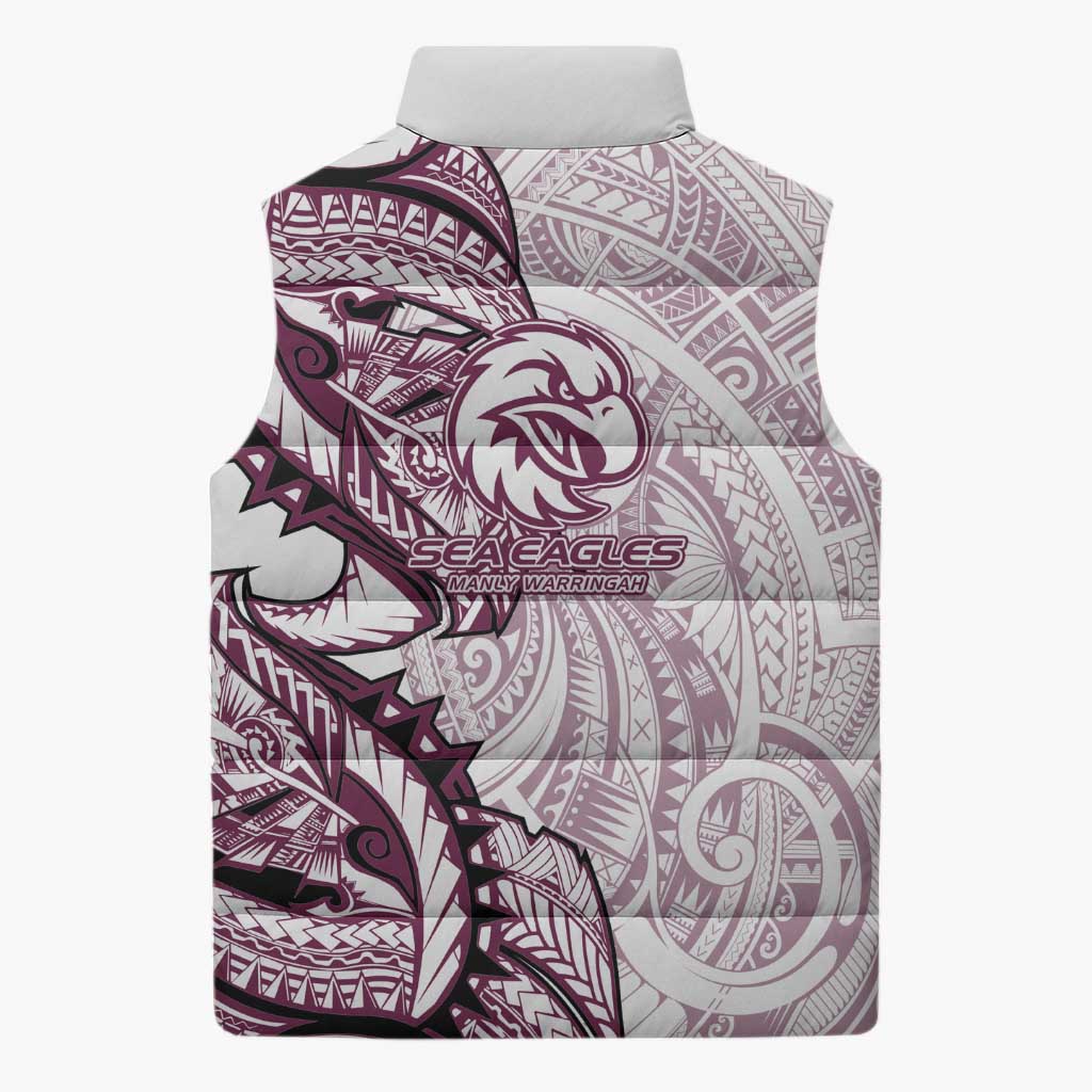 Sea Eagles Sleeveless Puffer Jacket Polynesian Tribal Tattoo Pacific Sport Art