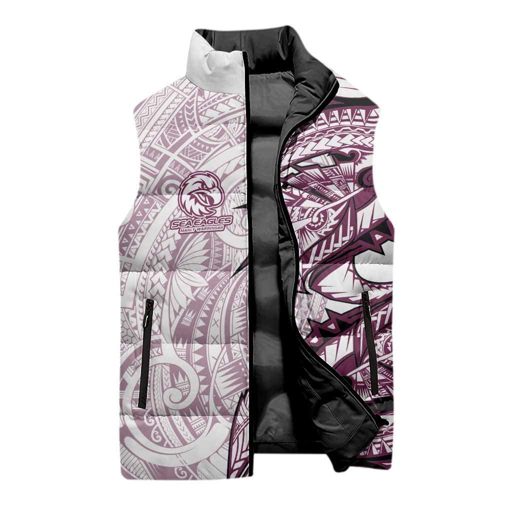 Sea Eagles Sleeveless Puffer Jacket Polynesian Tribal Tattoo Pacific Sport Art