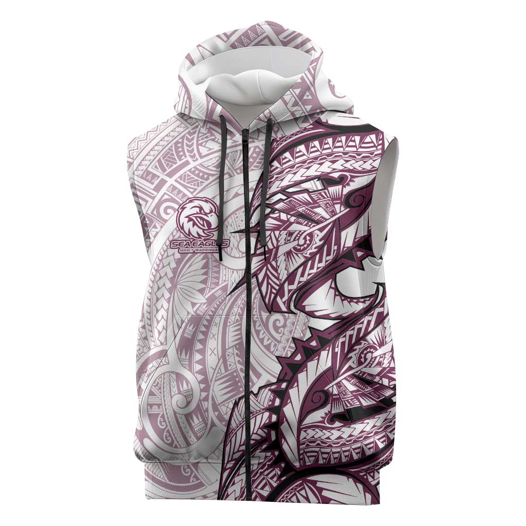 Sea Eagles Sleeveless Zip Hoodie Polynesian Tribal Tattoo Pacific Sport Art