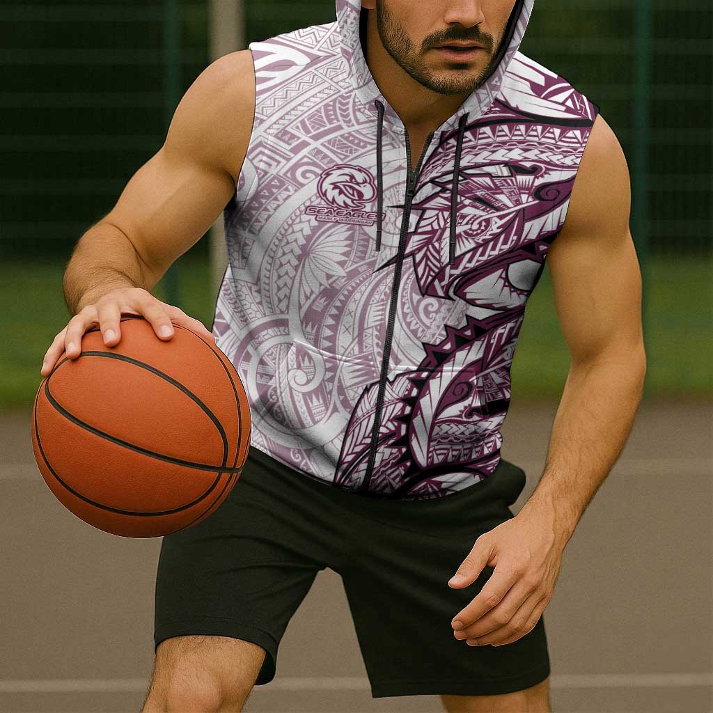 Sea Eagles Sleeveless Zip Hoodie Polynesian Tribal Tattoo Pacific Sport Art