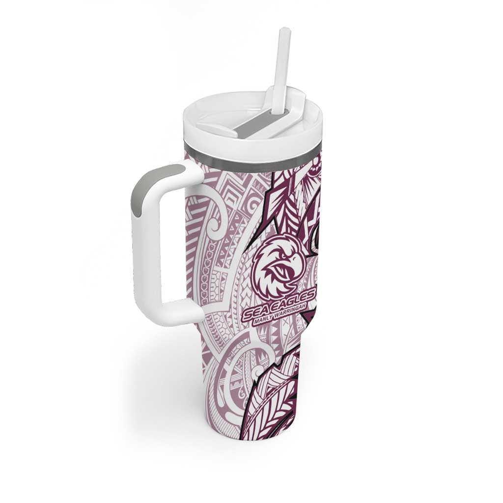 Sea Eagles Tumbler With Handle Polynesian Tribal Tattoo Pacific Sport Art