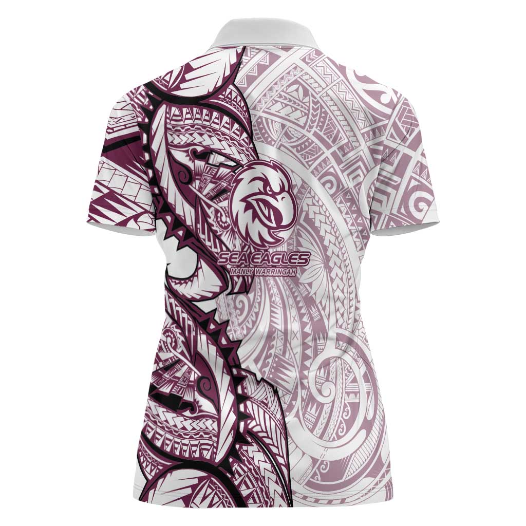 Sea Eagles Women Polo Shirt Polynesian Tribal Tattoo Pacific Sport Art