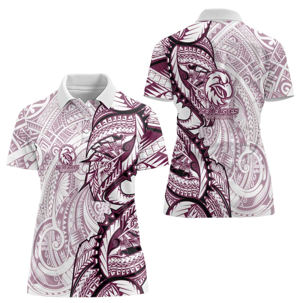 Sea Eagles Women Polo Shirt Polynesian Tribal Tattoo Pacific Sport Art