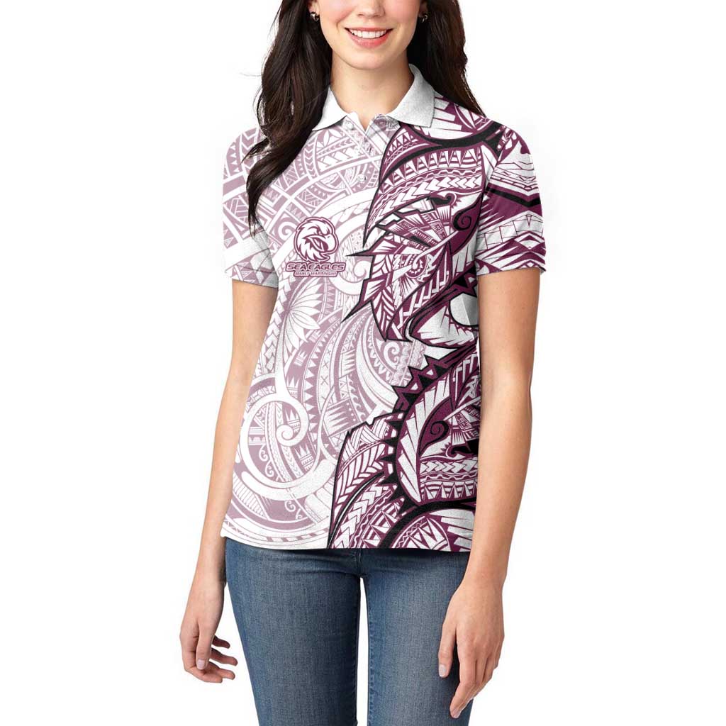 Sea Eagles Women Polo Shirt Polynesian Tribal Tattoo Pacific Sport Art