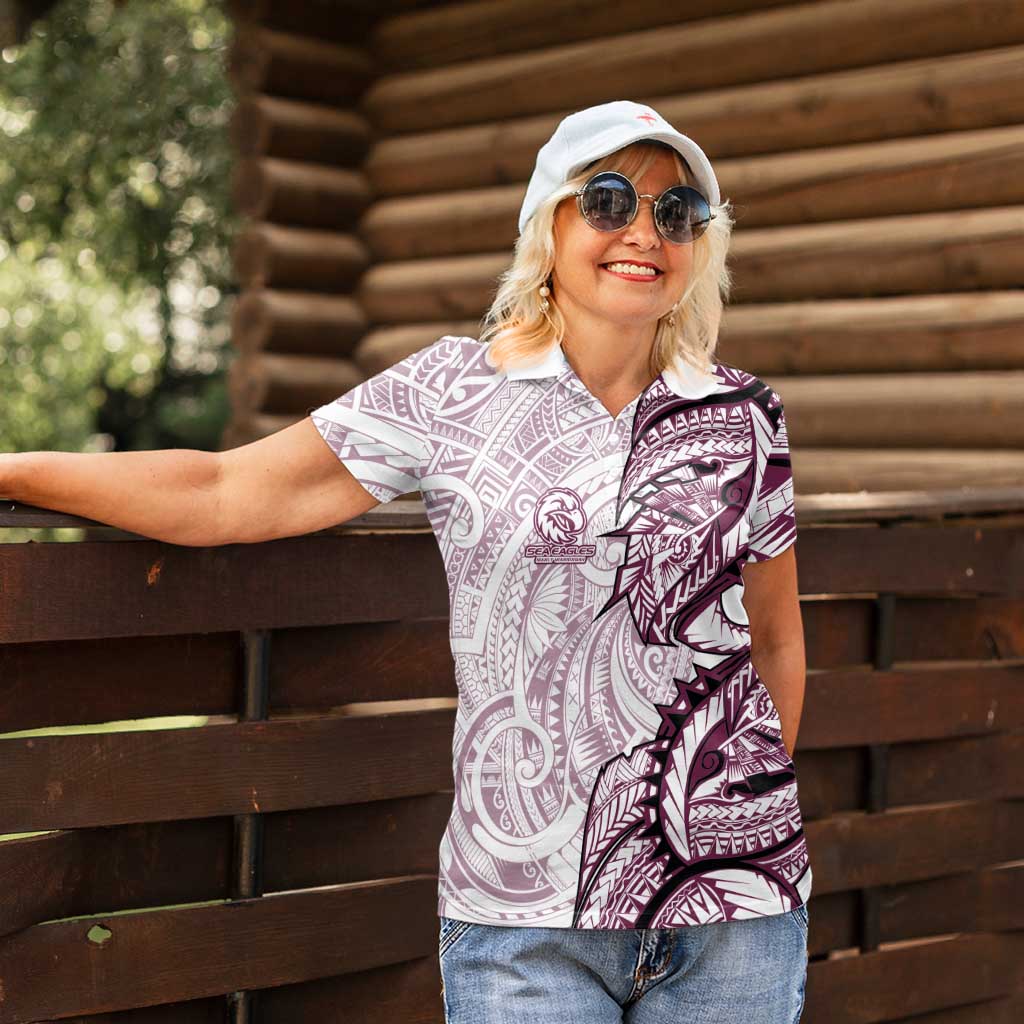 Sea Eagles Women Polo Shirt Polynesian Tribal Tattoo Pacific Sport Art