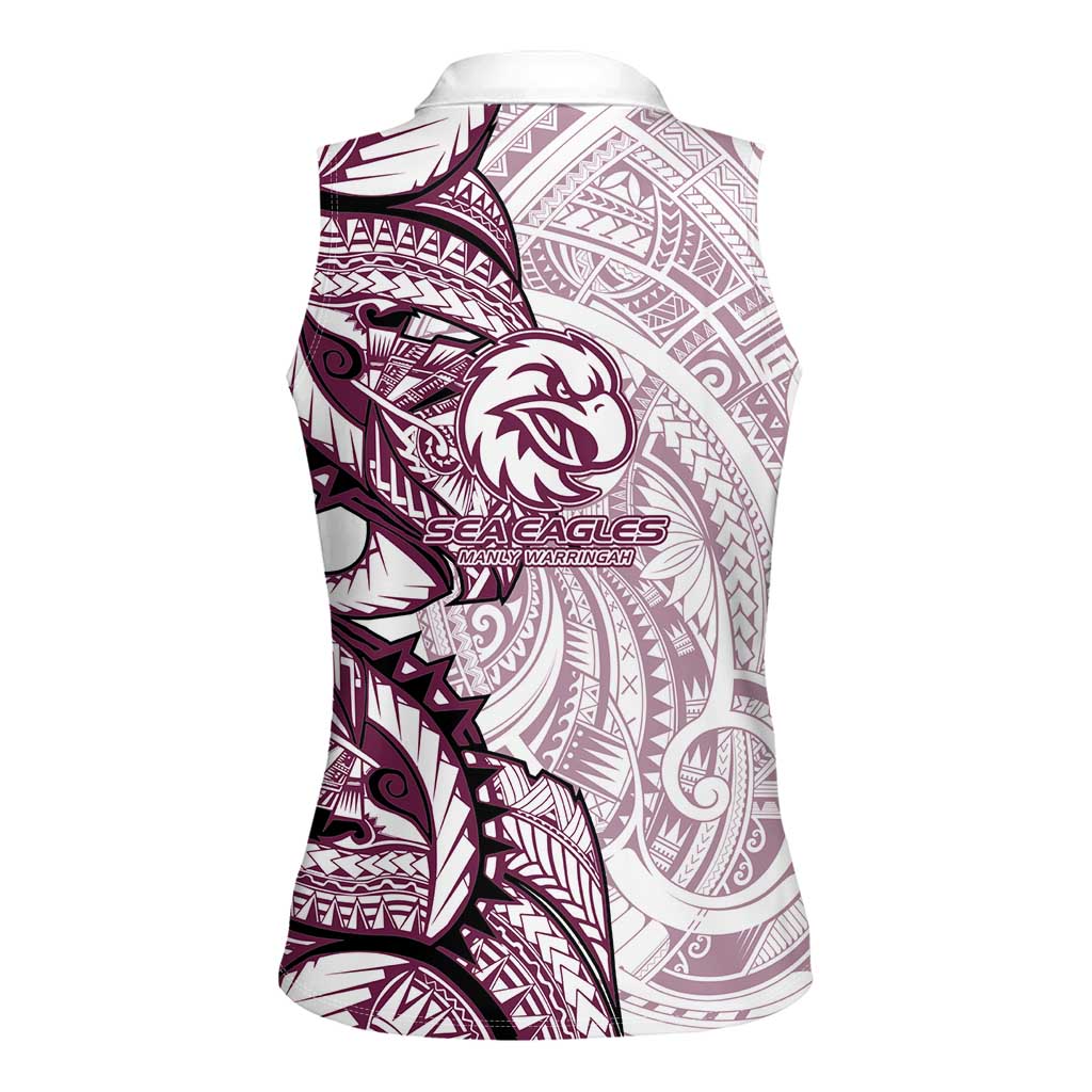 Sea Eagles Women Sleeveless Polo Shirt Polynesian Tribal Tattoo Pacific Sport Art
