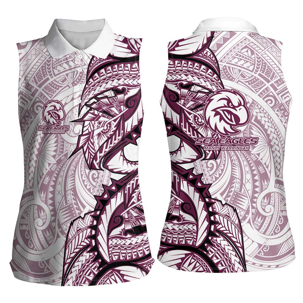 Sea Eagles Women Sleeveless Polo Shirt Polynesian Tribal Tattoo Pacific Sport Art