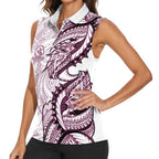 Sea Eagles Women Sleeveless Polo Shirt Polynesian Tribal Tattoo Pacific Sport Art