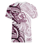 Sea Eagles Women V-Neck T-Shirt Polynesian Tribal Tattoo Pacific Sport Art