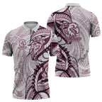 Sea Eagles Zipper Polo Shirt Polynesian Tribal Tattoo Pacific Sport Art