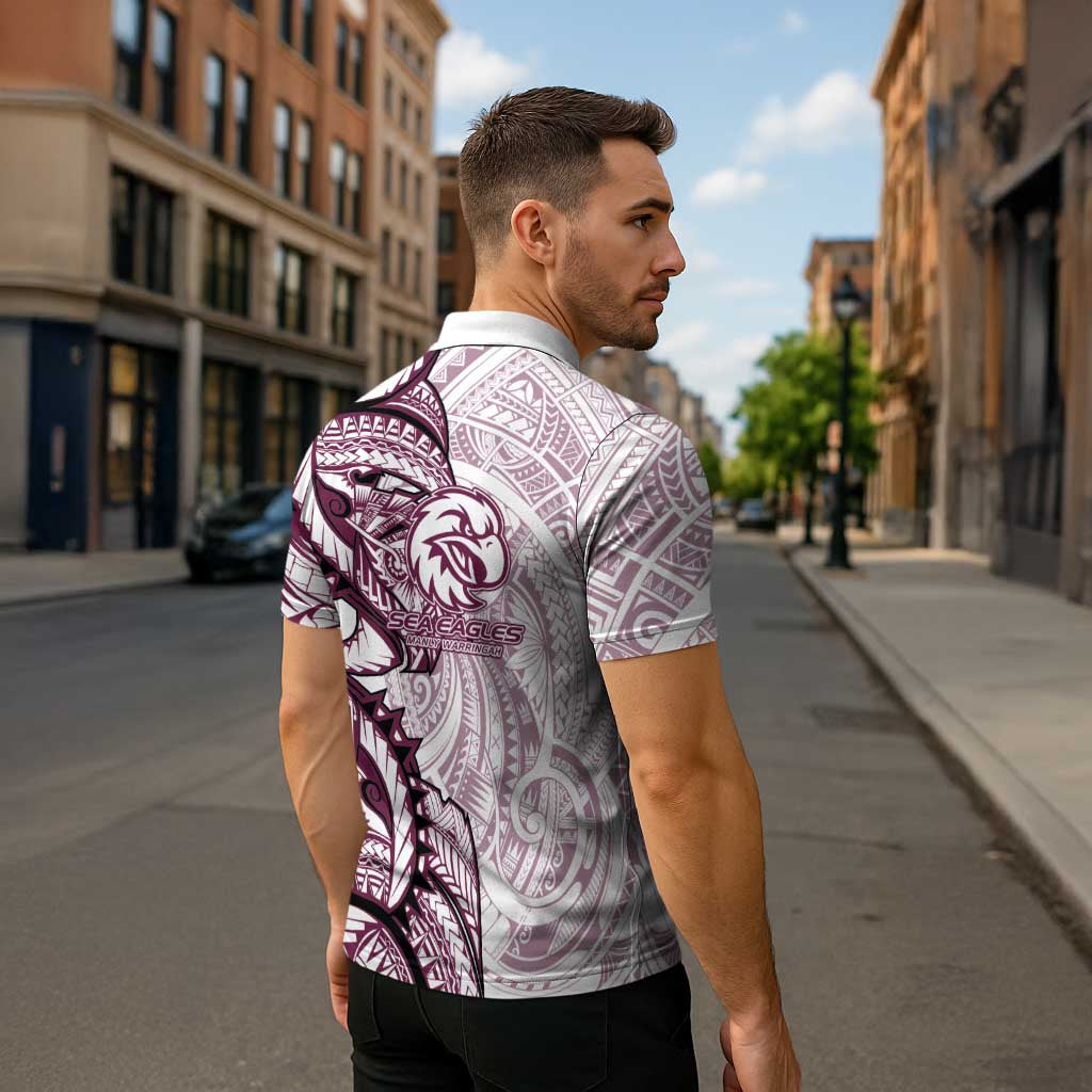 Sea Eagles Zipper Polo Shirt Polynesian Tribal Tattoo Pacific Sport Art