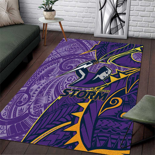 Melbourne Storm Area Rug Polynesian Tribal Tattoo Pacific Sport Art