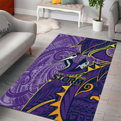 Melbourne Storm Area Rug Polynesian Tribal Tattoo Pacific Sport Art
