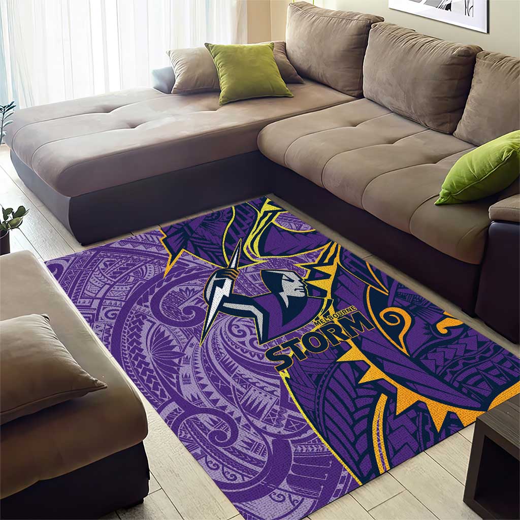 Melbourne Storm Area Rug Polynesian Tribal Tattoo Pacific Sport Art