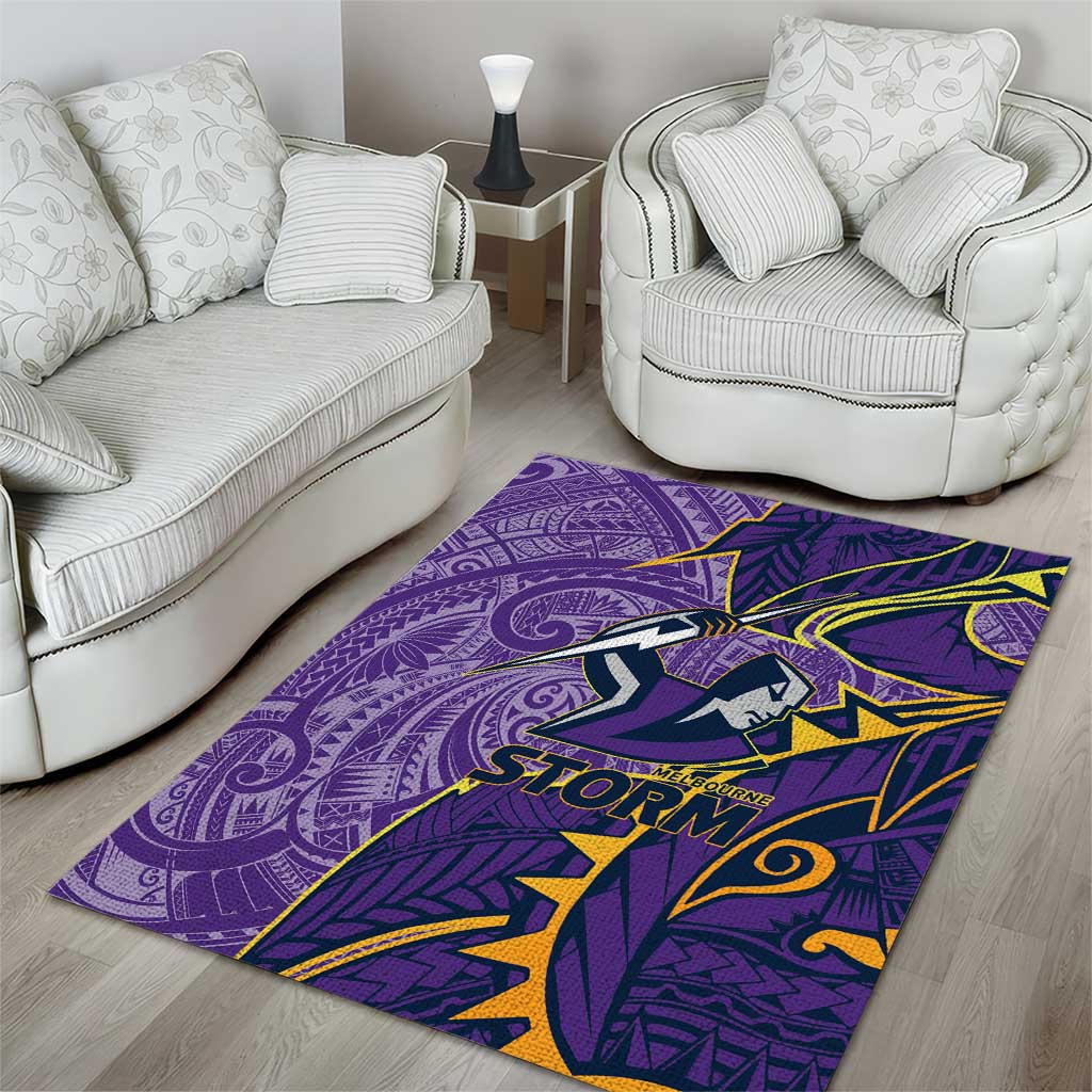 Melbourne Storm Area Rug Polynesian Tribal Tattoo Pacific Sport Art