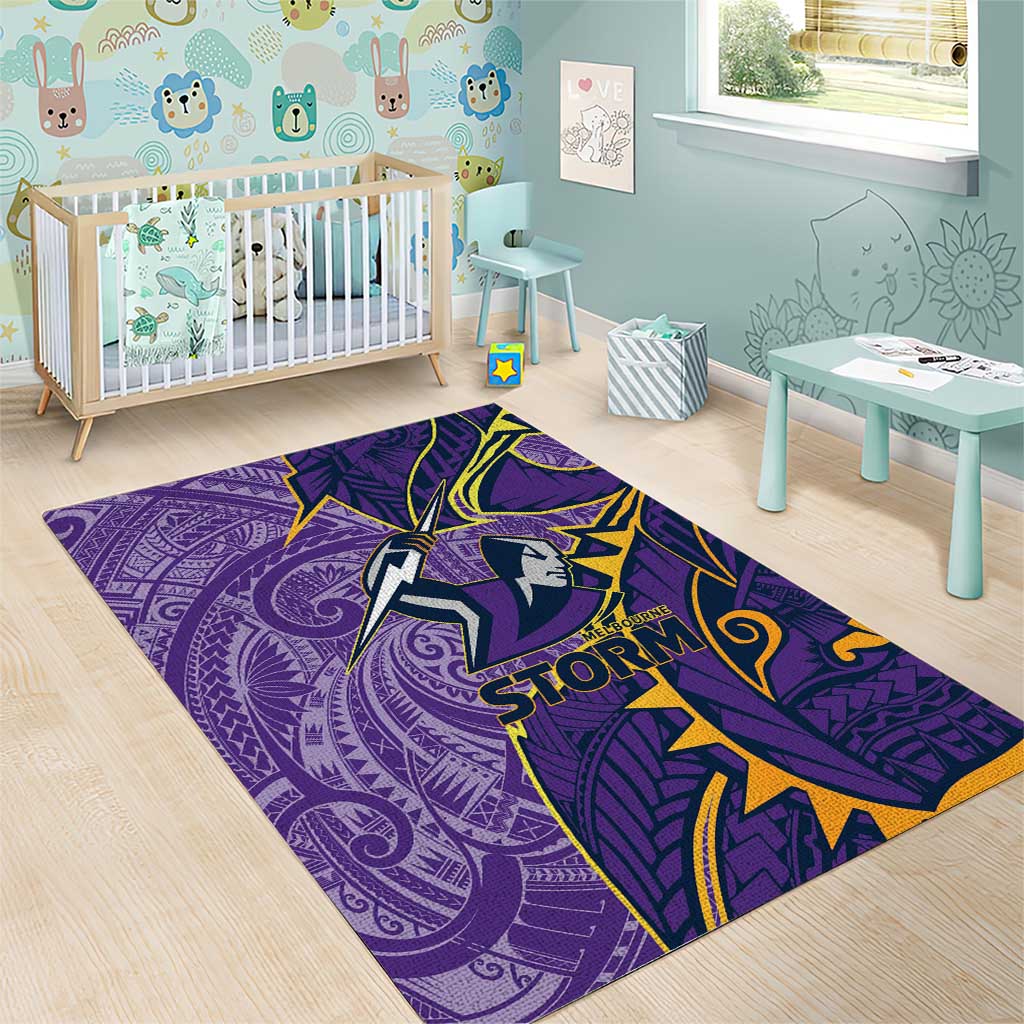Melbourne Storm Area Rug Polynesian Tribal Tattoo Pacific Sport Art