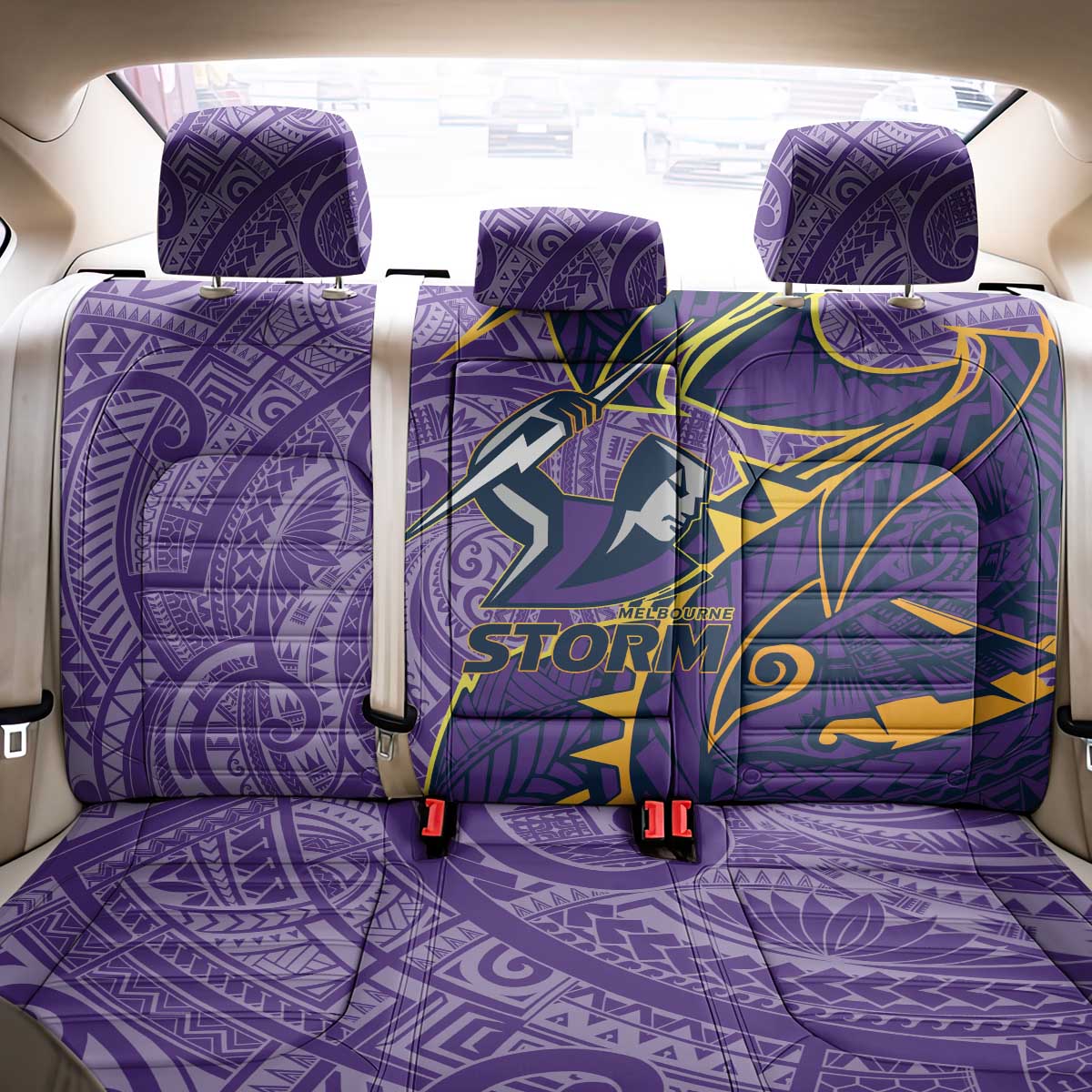 Melbourne Storm Back Car Seat Cover Polynesian Tribal Tattoo Pacific Sport Art