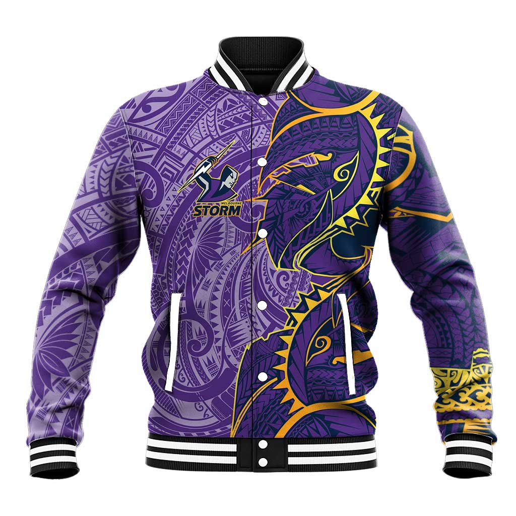 Melbourne Storm Baseball Jacket Polynesian Tribal Tattoo Pacific Sport Art