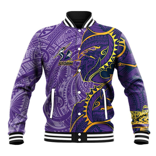 Melbourne Storm Baseball Jacket Polynesian Tribal Tattoo Pacific Sport Art