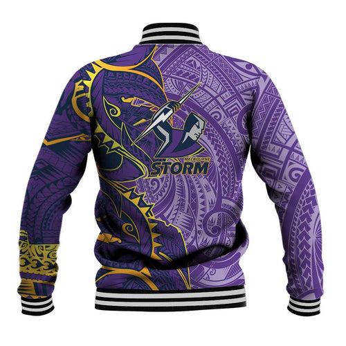 Melbourne Storm Baseball Jacket Polynesian Tribal Tattoo Pacific Sport Art