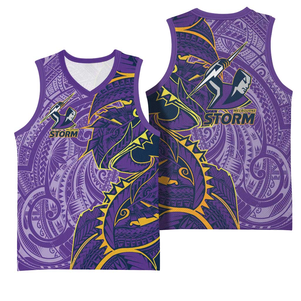 Melbourne Storm Basketball Jersey Polynesian Tribal Tattoo Pacific Sport Art