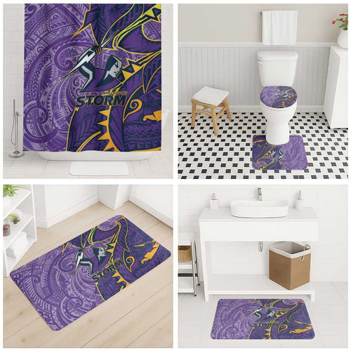 Melbourne Storm Bathroom Set Polynesian Tribal Tattoo Pacific Sport Art