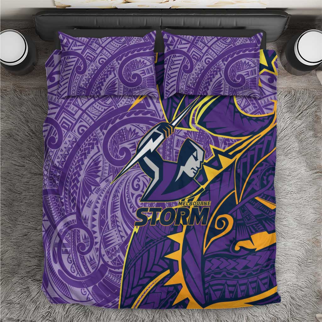 Melbourne Storm Bedding Set Polynesian Tribal Tattoo Pacific Sport Art