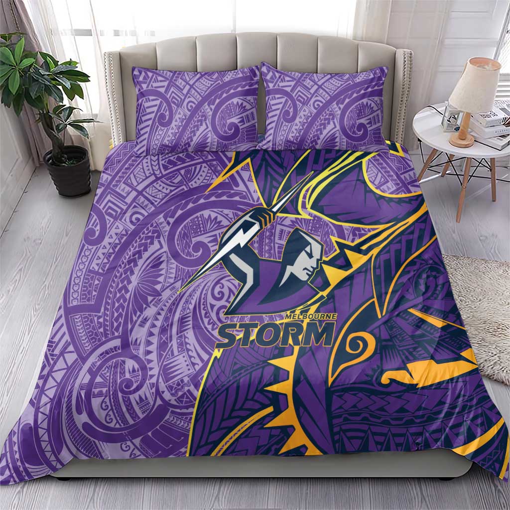 Melbourne Storm Bedding Set Polynesian Tribal Tattoo Pacific Sport Art