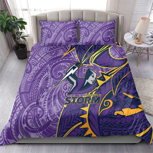 Melbourne Storm Bedding Set Polynesian Tribal Tattoo Pacific Sport Art