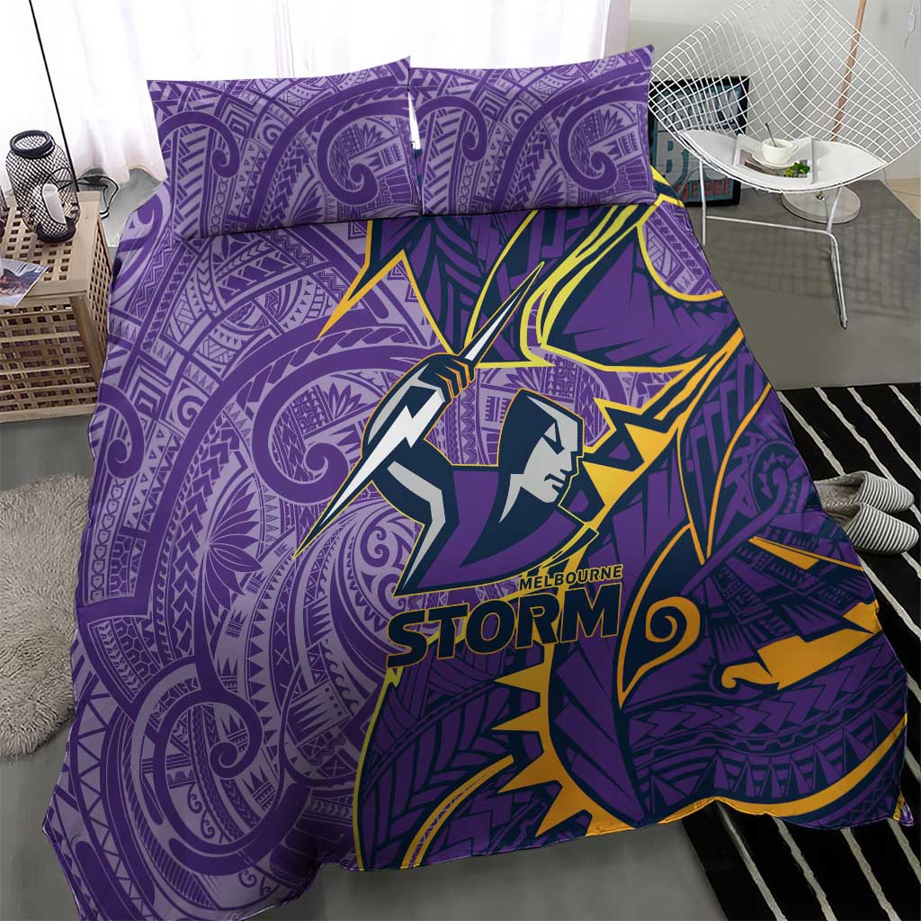 Melbourne Storm Bedding Set Polynesian Tribal Tattoo Pacific Sport Art