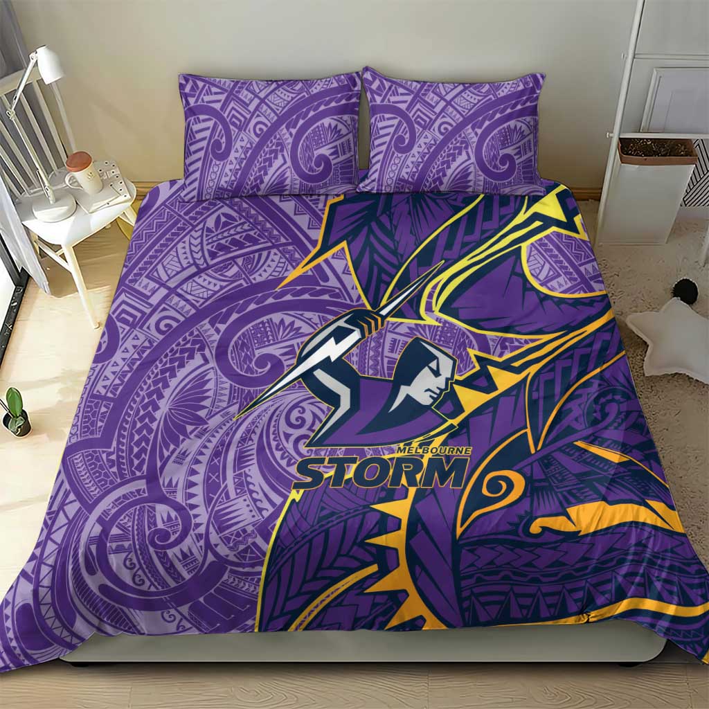 Melbourne Storm Bedding Set Polynesian Tribal Tattoo Pacific Sport Art