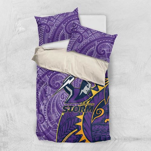 Melbourne Storm Bedding Set Polynesian Tribal Tattoo Pacific Sport Art