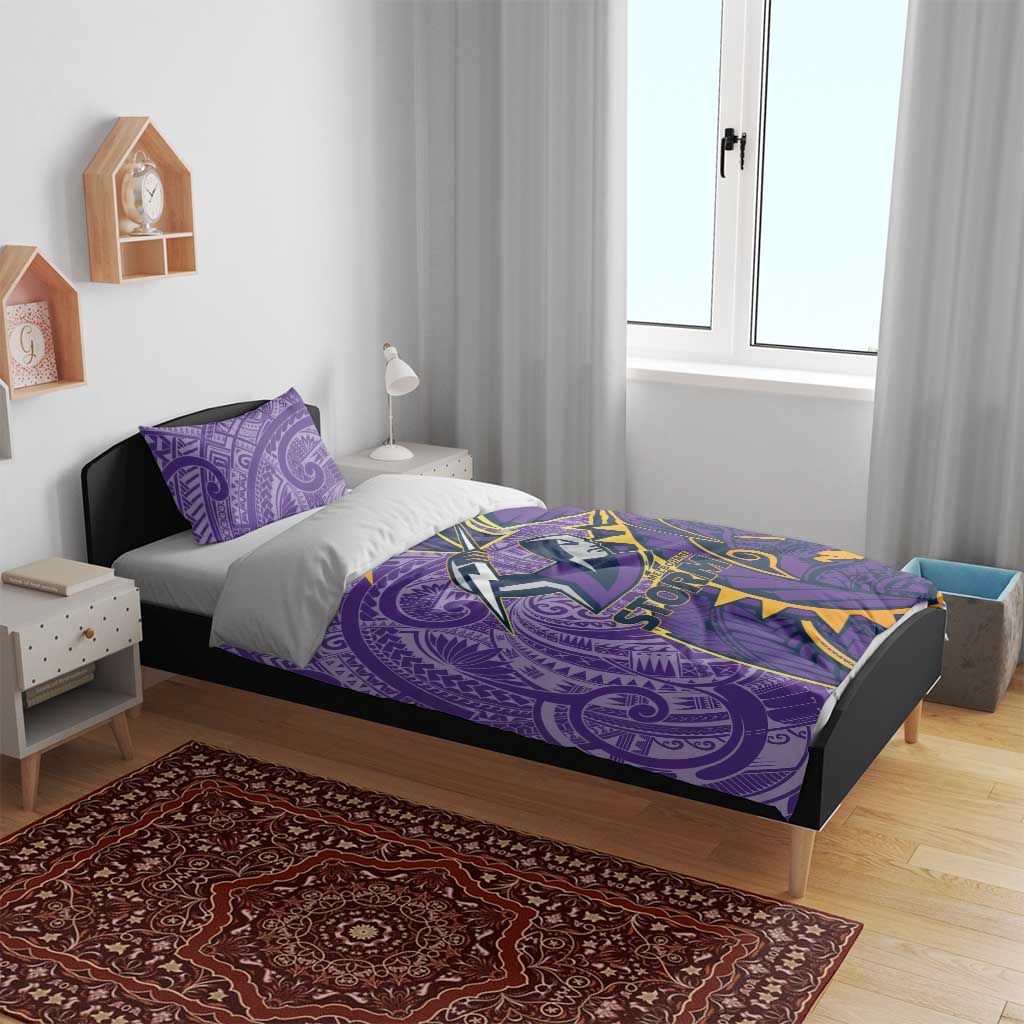 Melbourne Storm Bedding Set Polynesian Tribal Tattoo Pacific Sport Art