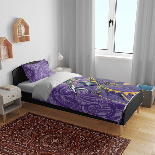 Melbourne Storm Bedding Set Polynesian Tribal Tattoo Pacific Sport Art