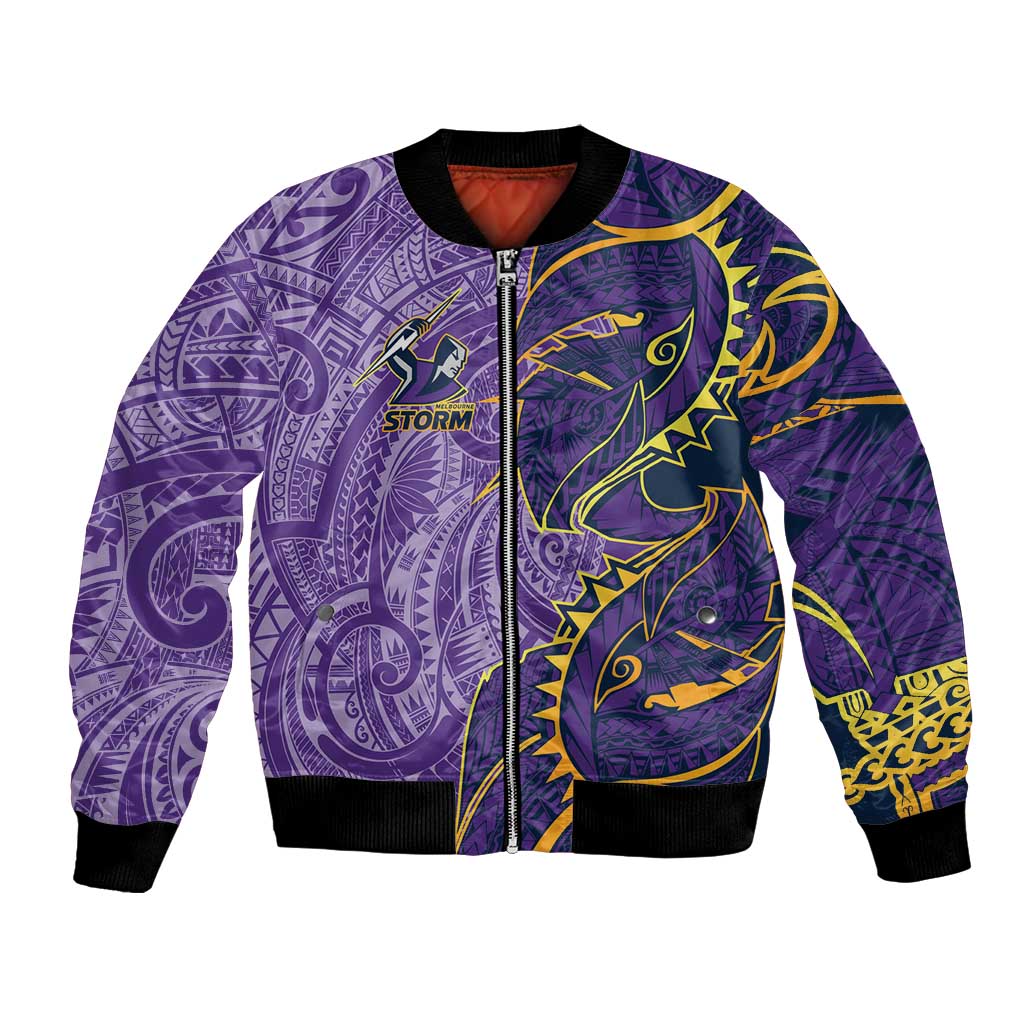 Melbourne Storm Bomber Jacket Polynesian Tribal Tattoo Pacific Sport Art