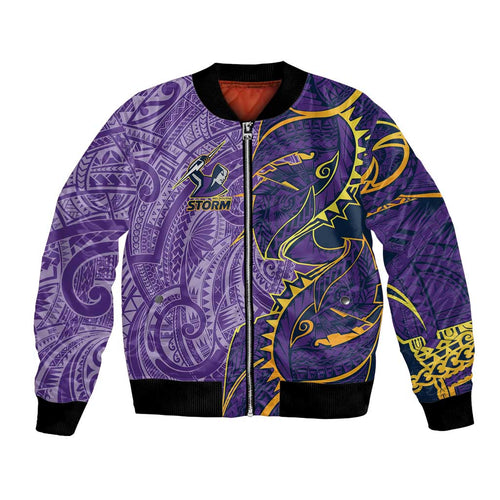 Melbourne Storm Bomber Jacket Polynesian Tribal Tattoo Pacific Sport Art