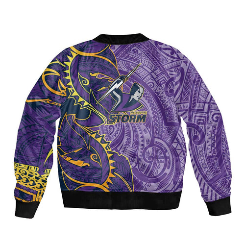 Melbourne Storm Bomber Jacket Polynesian Tribal Tattoo Pacific Sport Art