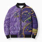 Melbourne Storm Bomber Puffer Jacket Polynesian Tribal Tattoo Pacific Sport Art