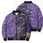 Melbourne Storm Bomber Puffer Jacket Polynesian Tribal Tattoo Pacific Sport Art