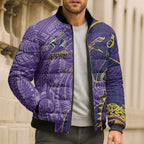 Melbourne Storm Bomber Puffer Jacket Polynesian Tribal Tattoo Pacific Sport Art