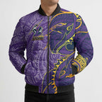 Melbourne Storm Bomber Puffer Jacket Polynesian Tribal Tattoo Pacific Sport Art