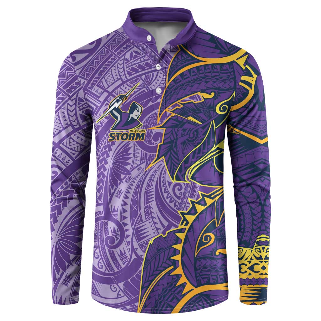 Melbourne Storm Button Sweatshirt Polynesian Tribal Tattoo Pacific Sport Art