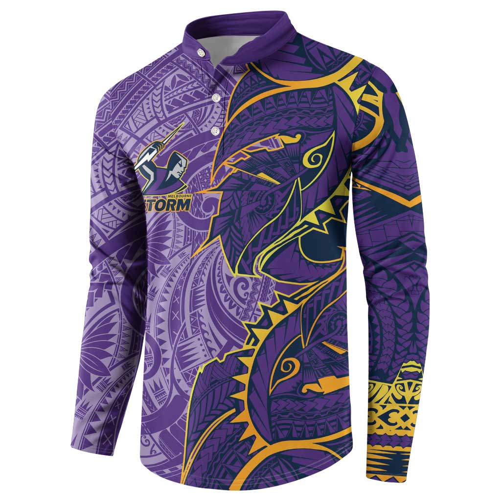 Melbourne Storm Button Sweatshirt Polynesian Tribal Tattoo Pacific Sport Art