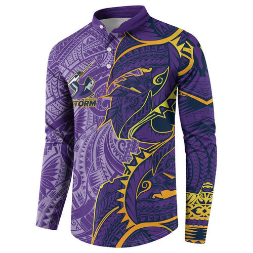 Melbourne Storm Button Sweatshirt Polynesian Tribal Tattoo Pacific Sport Art