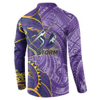 Melbourne Storm Button Sweatshirt Polynesian Tribal Tattoo Pacific Sport Art