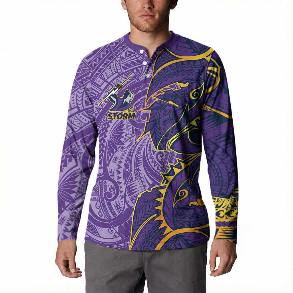 Melbourne Storm Button Sweatshirt Polynesian Tribal Tattoo Pacific Sport Art