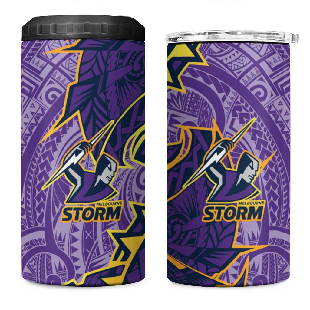 Melbourne Storm 4 in 1 Can Cooler Tumbler Polynesian Tribal Tattoo Pacific Sport Art